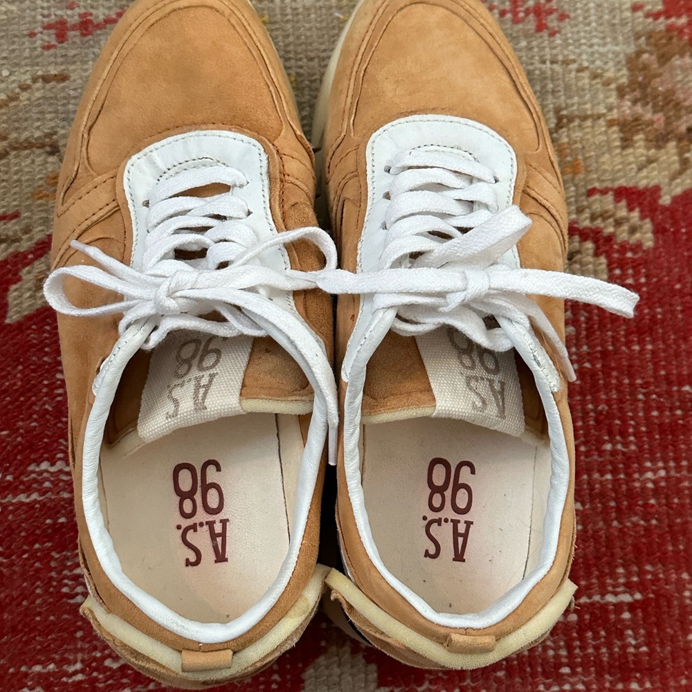 A.S.98 Tan and White Suede Athletic Sneakers - Picture 6 of 7